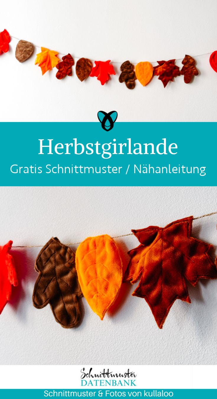 Herbstgirlande Blaetter Wimpelkette naehen kostenlos schnittmuster gratis pdf download naehidee