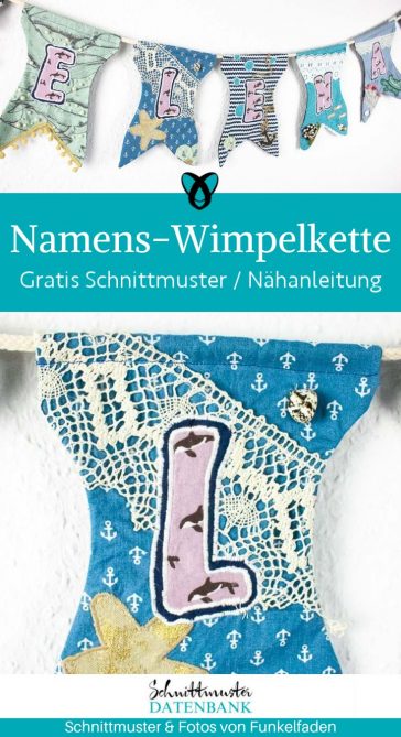 Wimpelkette mit namen maritim naehen kostenlos schnittmuster gratis pdf download naehidee