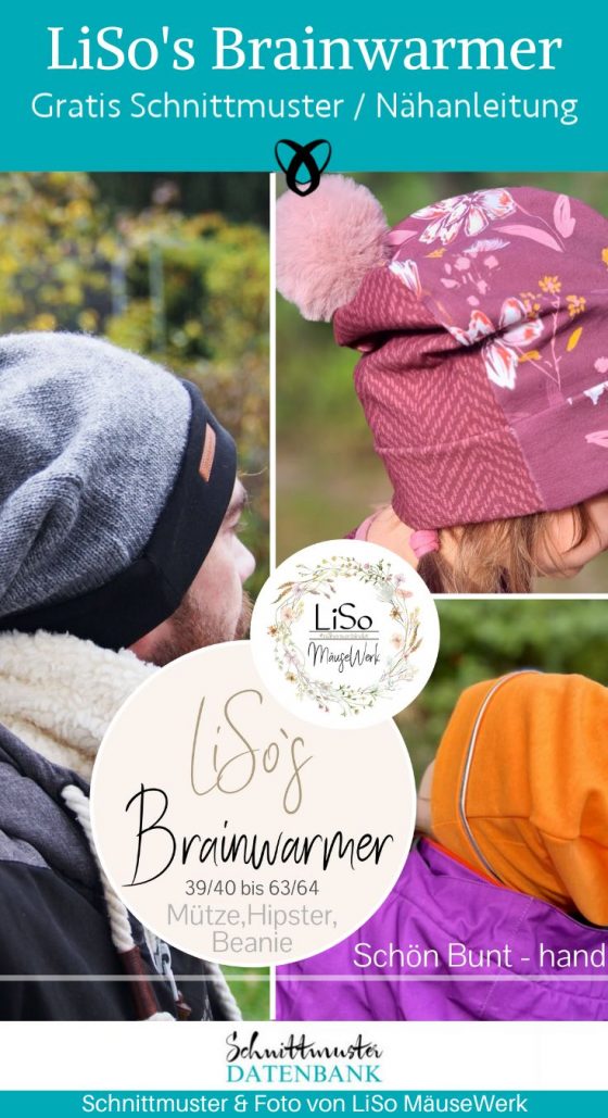 Brainwarmer muetze kinder erwachsene bommel herbst winter naehen kostenlos schnittmuster gratis pdf download naehidee