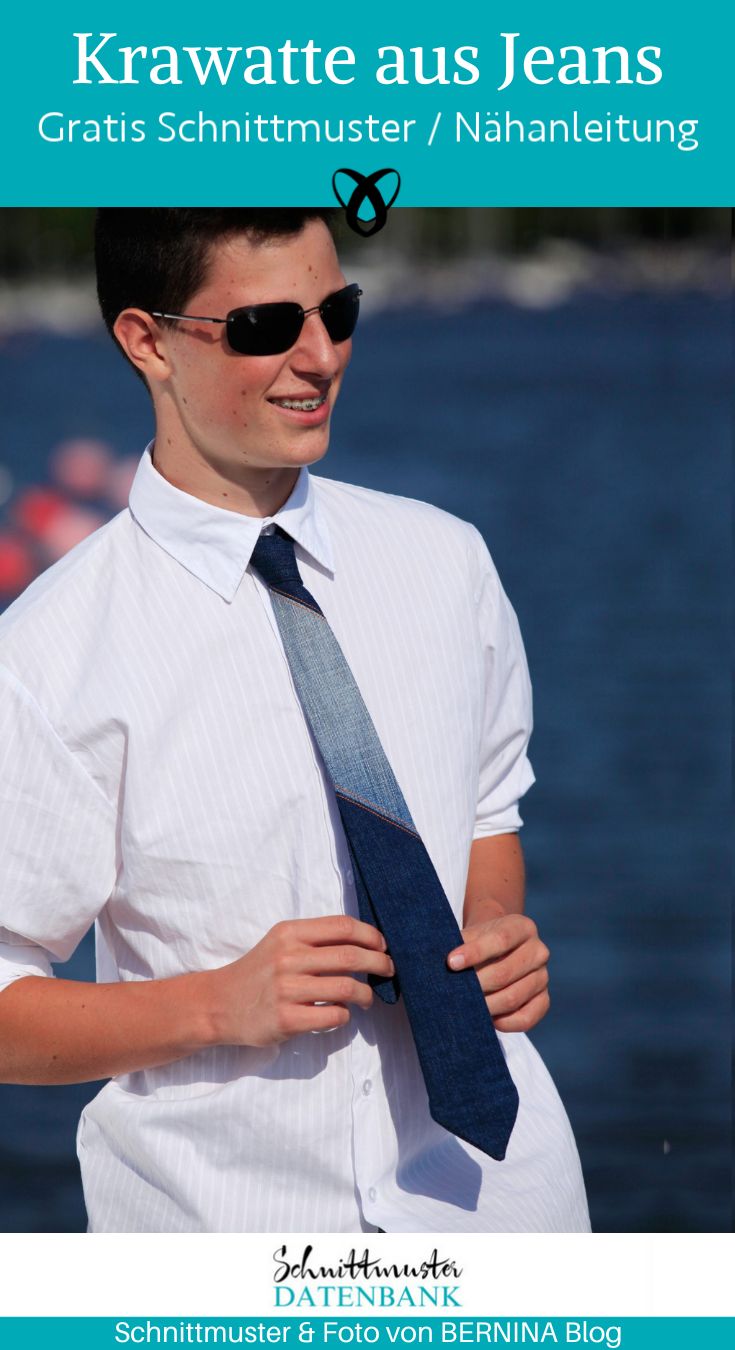Krawatte aus jeans upcycling naehen kostenlos schnittmuster gratis pdf download naehidee
