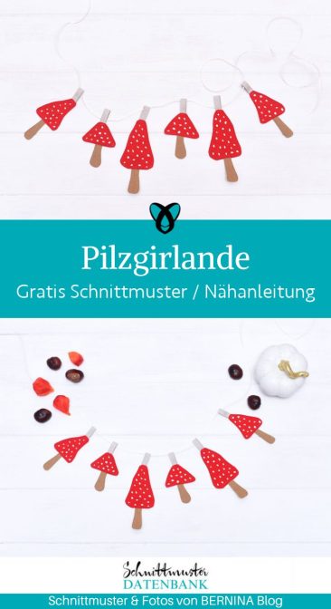 Pilz Girlande Herbst deko idee naehen kostenlos schnittmuster gratis pdf download naehidee