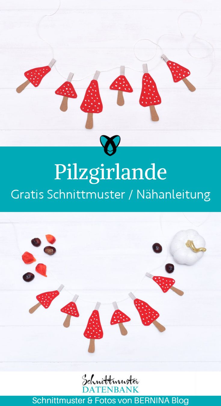 Pilz Girlande Herbst deko idee naehen kostenlos schnittmuster gratis pdf download naehidee