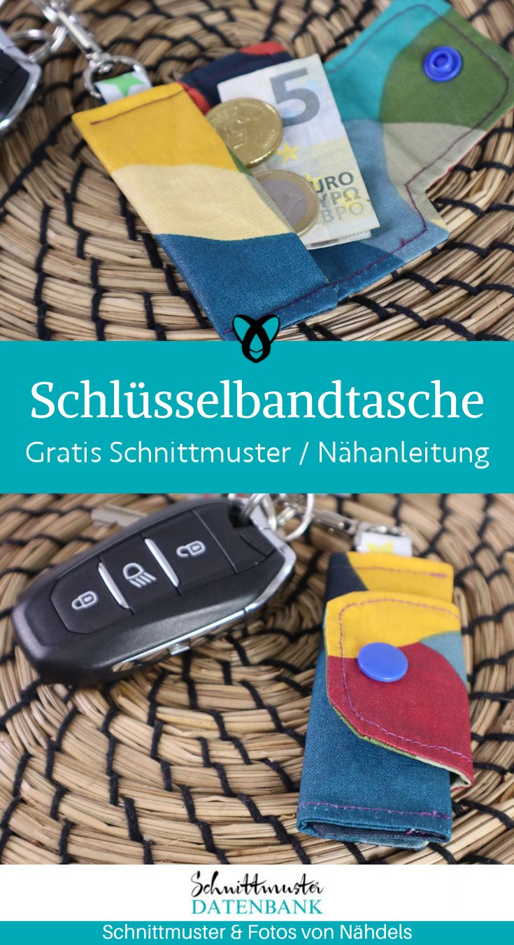 Schluesselbandtasche chiptaeschchen mini portemonnaie naehen kostenlos schnittmuster gratis pdf download naehidee