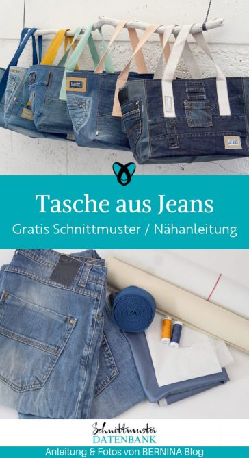 Tasche aus alter jeans upcycling naehen kostenlos gratis Freebook naehidee naehanleitung