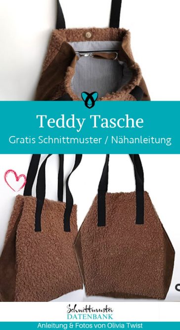 Teddy tasche teddystoff naehen kostenlos gratis Freebook naehidee naehanleitung