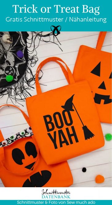 Trick or treat bag halloween tasche plotter freebie naehen kostenlos schnittmuster gratis pdf download naehidee
