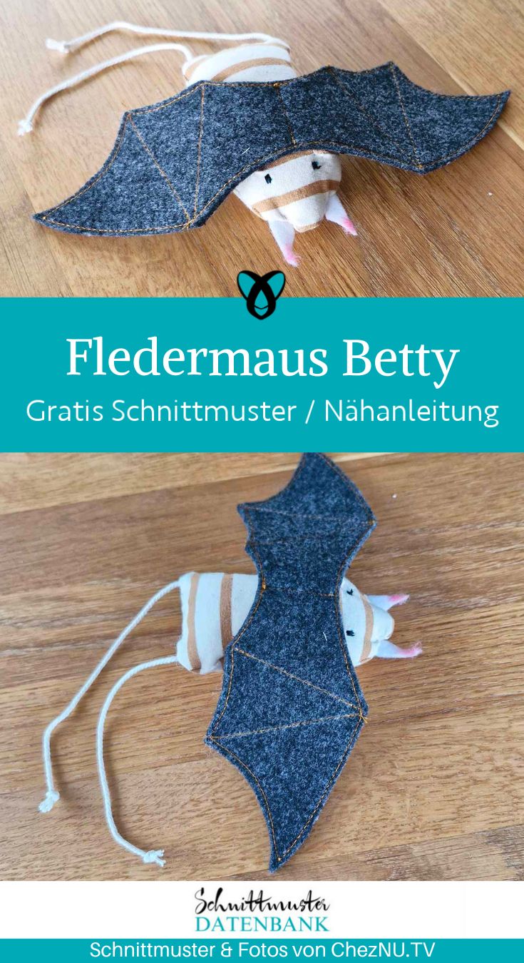 Fledermaus Kuscheltier witzig naehen kostenlos schnittmuster gratis pdf download naehidee