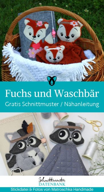Fuchs Waschbaer stickdatei freebie kostenlos gratis download