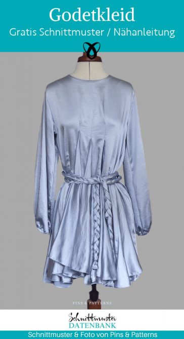 Godetkleid Kleid Damen Webware lange aermel naehen kostenlos schnittmuster gratis pdf download naehidee