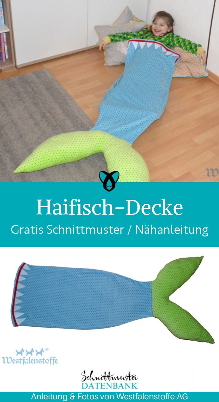 Haifisch decke flosse kinder hai naehen kostenlos gratis Freebook naehidee naehanleitung