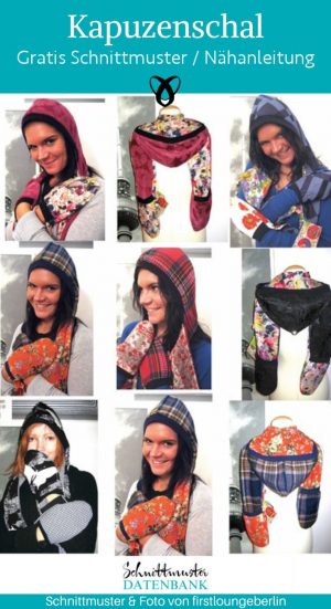 Kapuzenschal maenner frauen kinder naehen kostenlos schnittmuster gratis pdf download naehidee