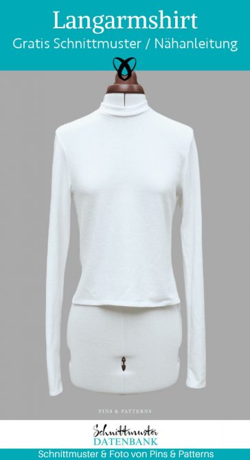 Langarmshirt crewneck mit kragen damen frauen jersey naehen kostenlos schnittmuster gratis pdf download naehidee