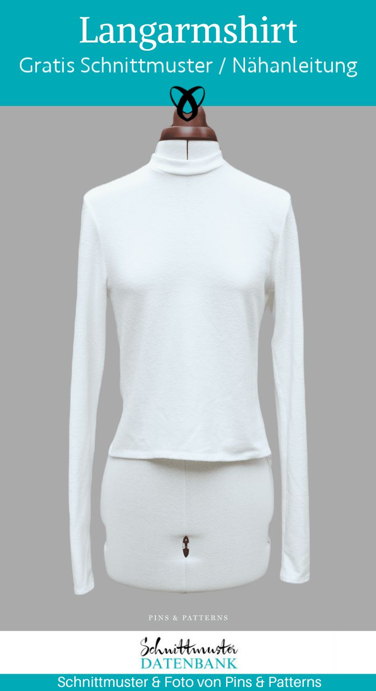 Langarmshirt crewneck mit kragen damen frauen jersey naehen kostenlos schnittmuster gratis pdf download naehidee