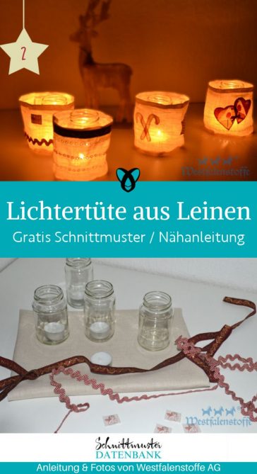 Lichtertuete leinen stoff naehen kostenlos gratis Freebook naehidee naehanleitung