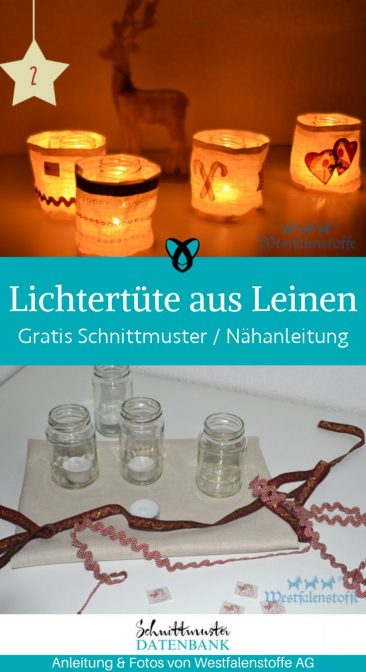 Lichtertuete leinen stoff naehen kostenlos gratis Freebook naehidee naehanleitung