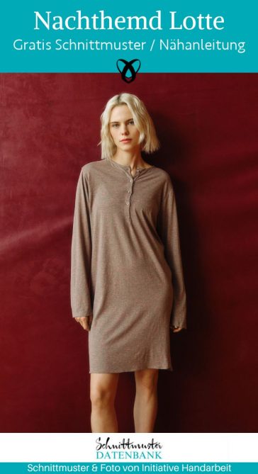 Nachthemd frauen damen lange aermel naehen kostenlos schnittmuster gratis pdf download naehidee
