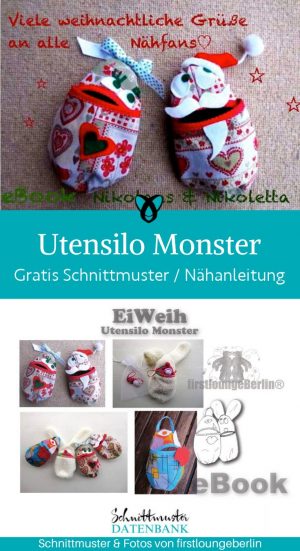 Utensilo monster witzig weihnachten naehen kostenlos schnittmuster gratis pdf download naehidee