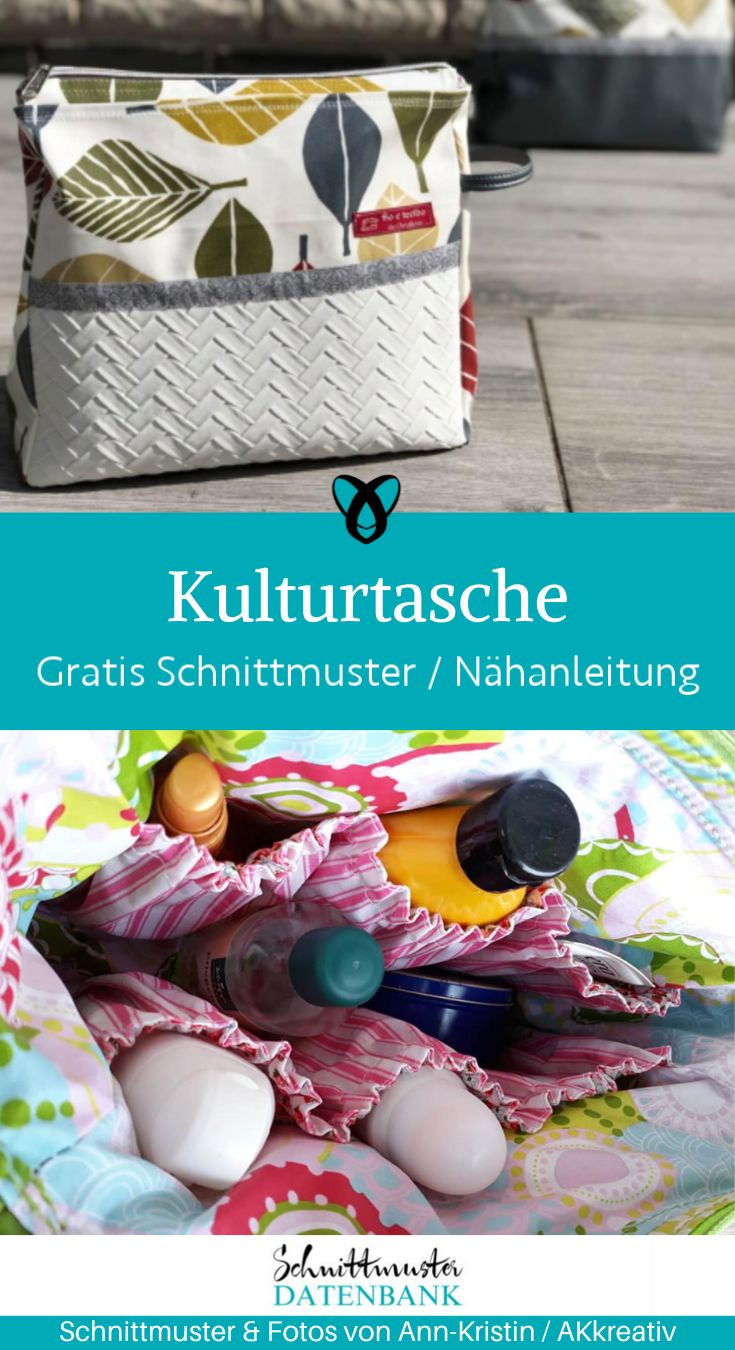 Kulturtasche mit faechern shampoo naehen kostenlos schnittmuster gratis pdf download naehidee