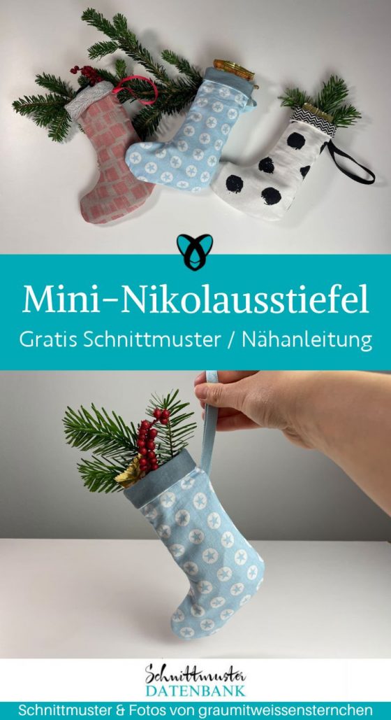 Mini Nikolausstiefel klein naehen kostenlos schnittmuster gratis pdf download naehidee