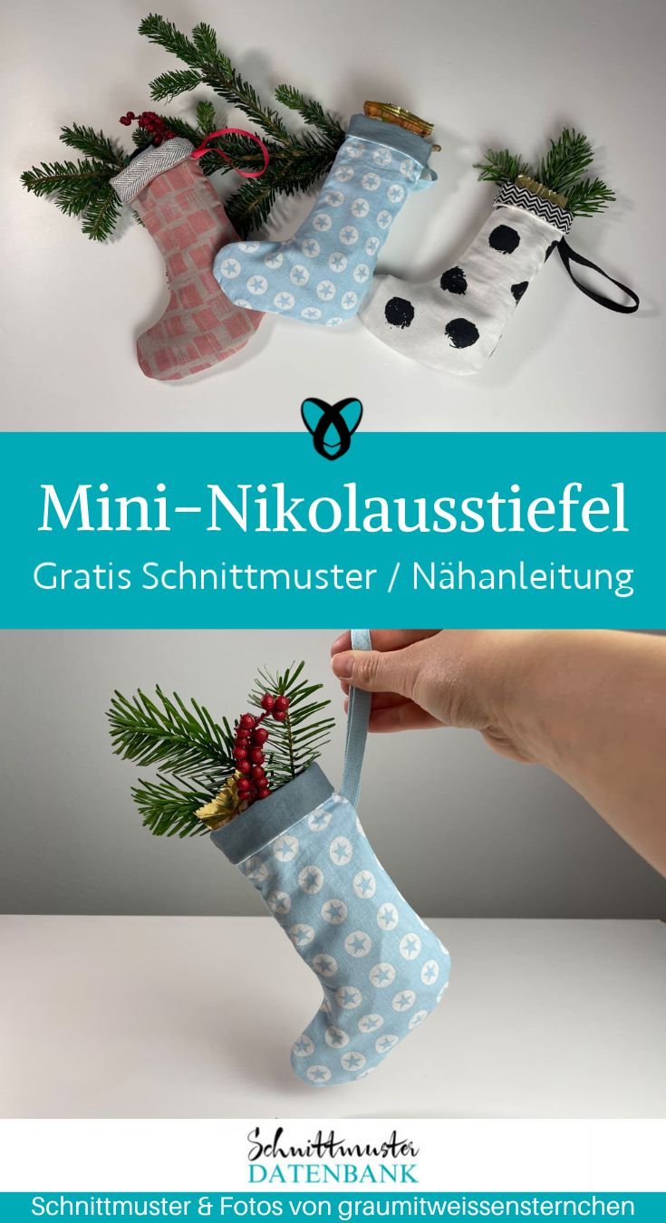 Mini Nikolausstiefel klein naehen kostenlos schnittmuster gratis pdf download naehidee