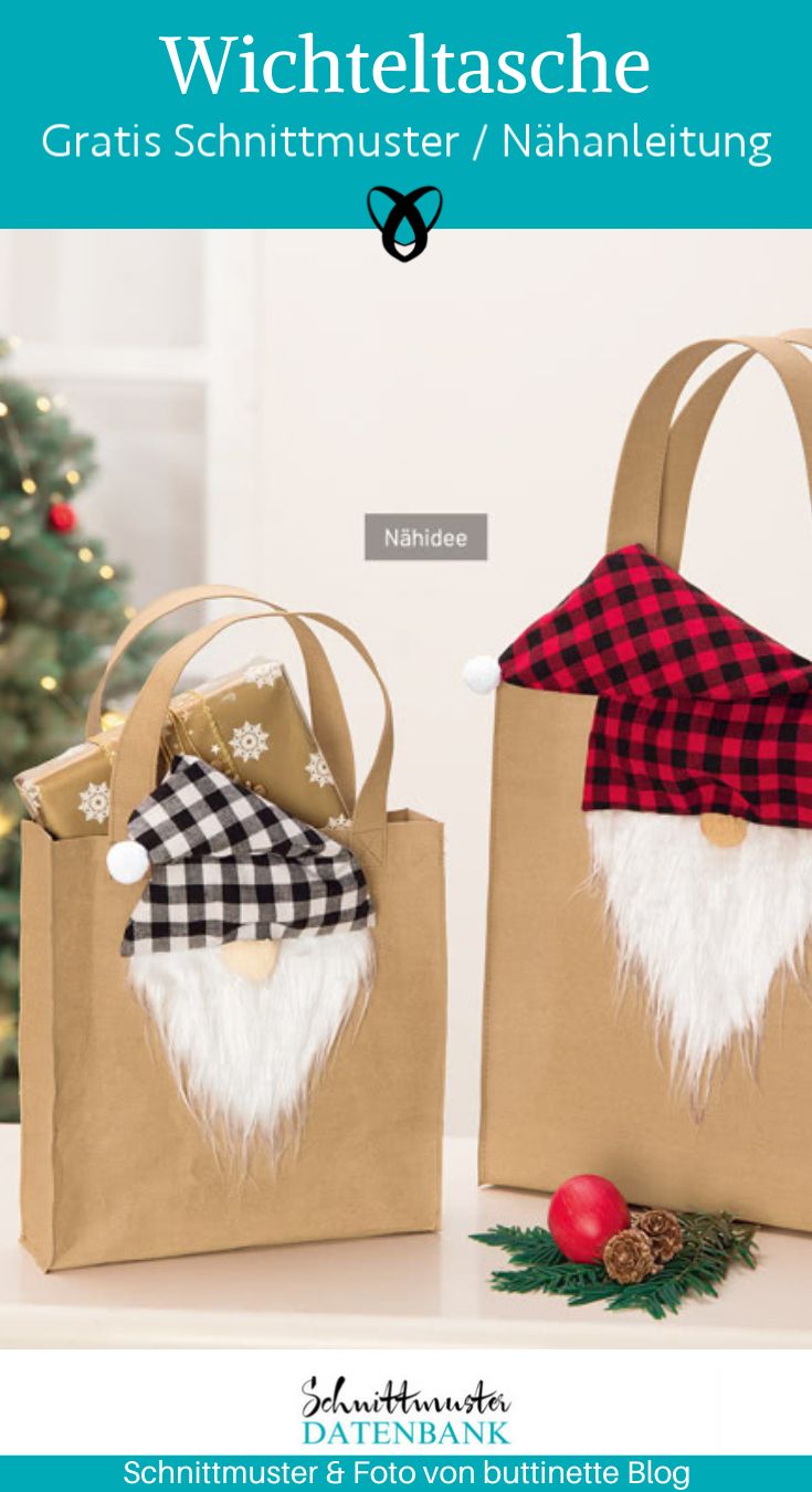 Wichteltasche geschenktasche weihnachten naehen kostenlos schnittmuster gratis pdf download naehidee