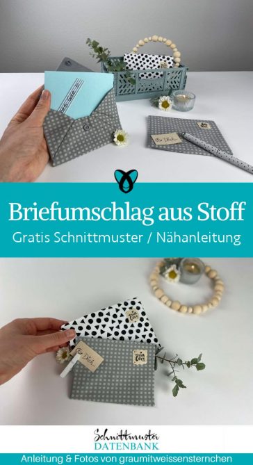 Briefumschlag aus stoff gutschein verpacken last minute naehen kostenlos gratis Freebook naehidee naehanleitung
