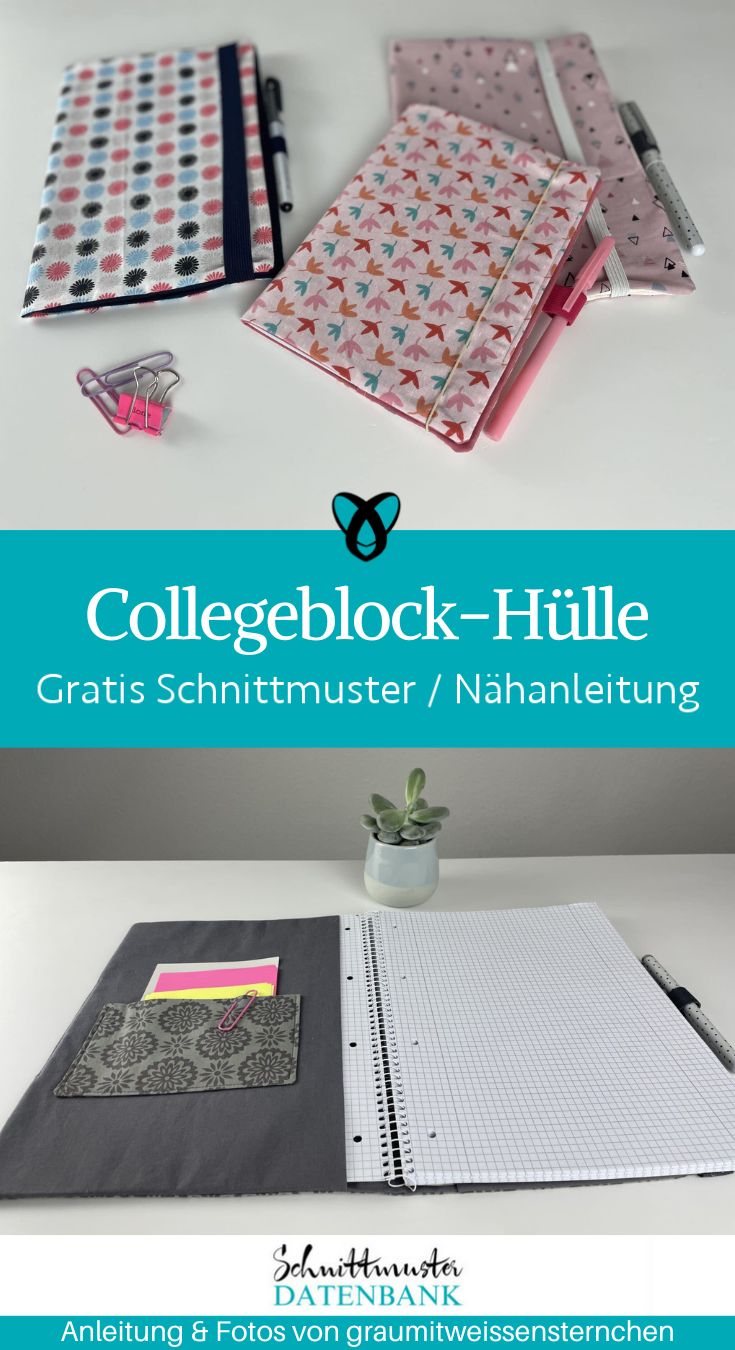 Collegeblock huelle naehen kostenlos gratis Freebook naehidee naehanleitung
