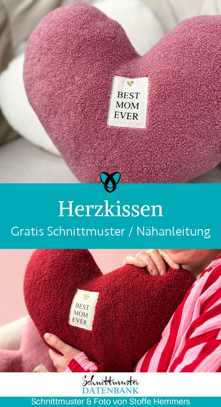 Herzkissen geschenk mutter naehen kostenlos schnittmuster gratis pdf download naehidee