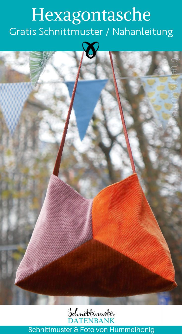Hexagontasche Handtasche naehen kostenlos schnittmuster gratis pdf download naehidee