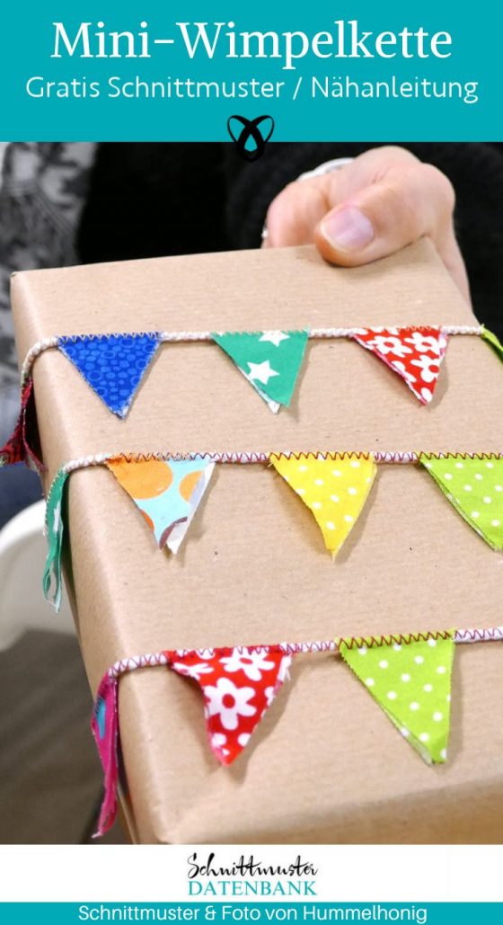 Mini Wimpelkette Dekoidee naehen kostenlos schnittmuster gratis pdf download naehidee