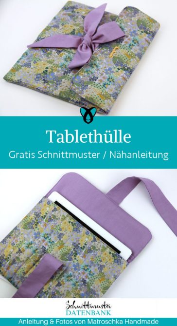 Tablethuelle mit schleife naehen kostenlos gratis Freebook naehidee naehanleitung