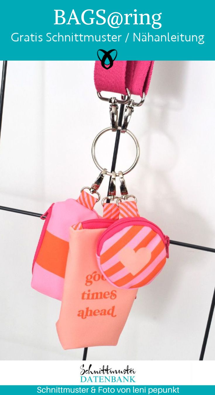Bags Ring kleine Tasche Schluesselanhaenger naehen kostenlos schnittmuster gratis pdf download naehidee