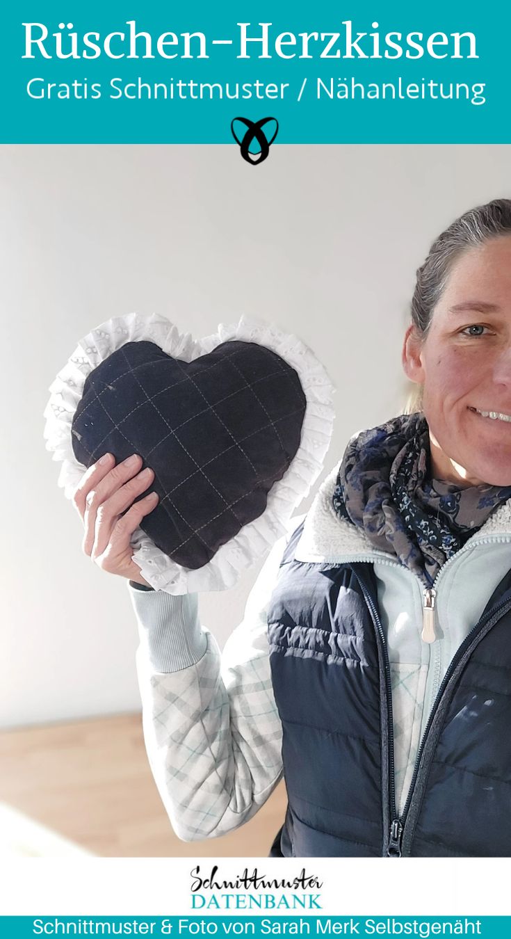 Rueschen Herzkissen steppen naehen kostenlos schnittmuster gratis pdf download naehidee
