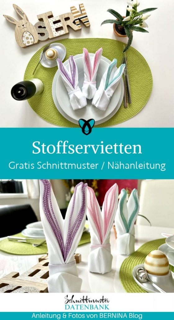 Stoffservietten hasenohren naehen kostenlos gratis Freebook naehidee naehanleitung