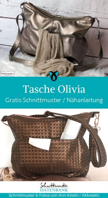 Tasche olivia kunstleder reissverschluss naehen kostenlos schnittmuster gratis pdf download naehidee
