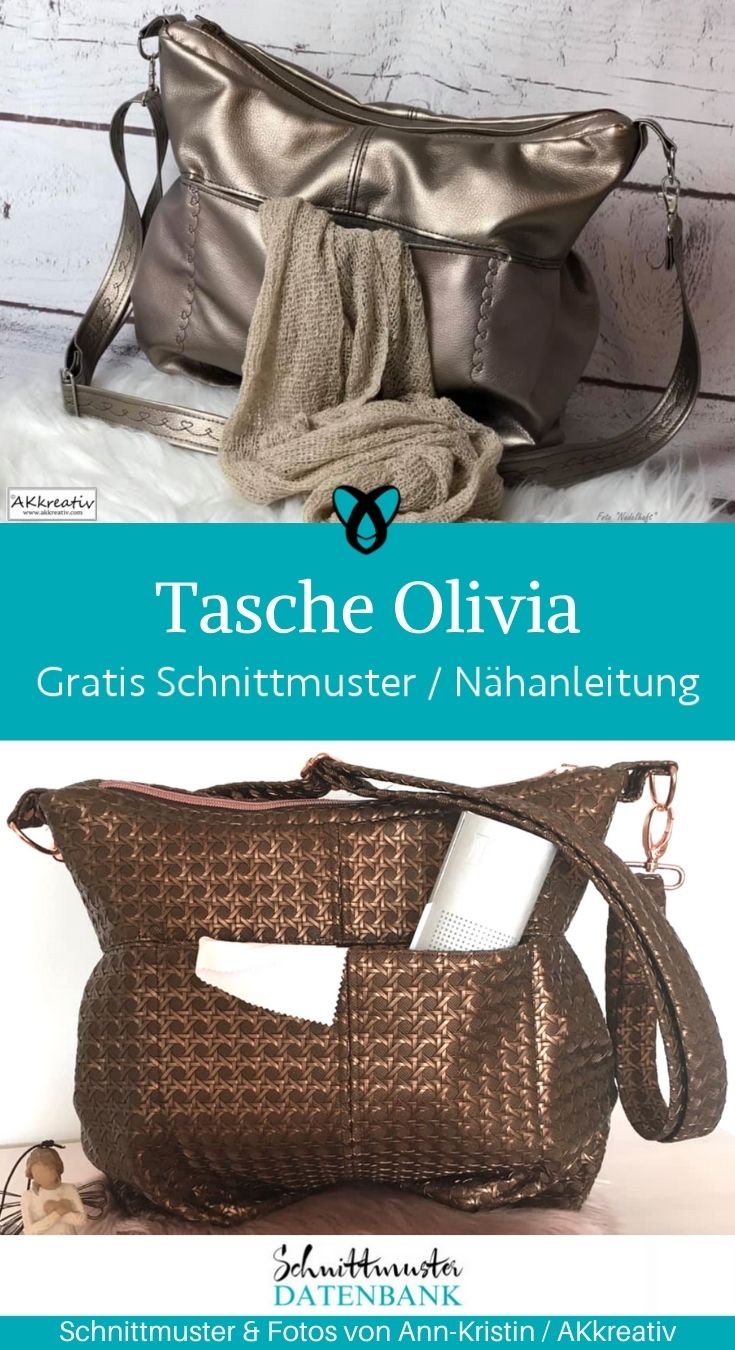 Tasche olivia kunstleder reissverschluss naehen kostenlos schnittmuster gratis pdf download naehidee