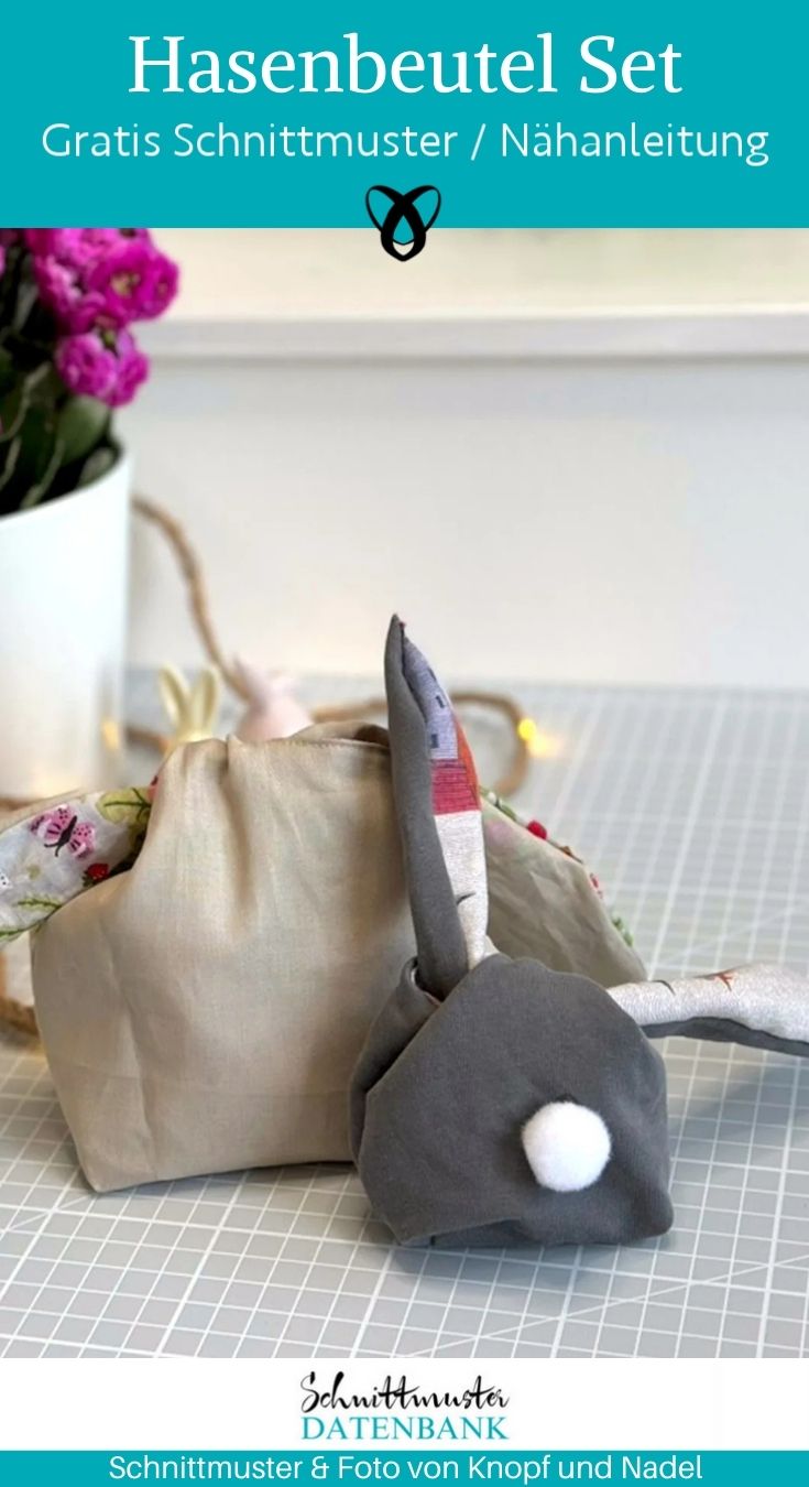 Hasenbeutel Ostern Beutel Ohren naehen kostenlos schnittmuster gratis pdf download naehidee