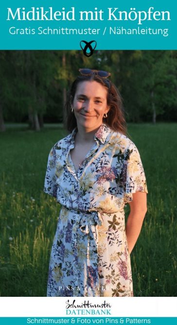 Midikleid mit knoepfen blusenkleid damen frauen naehen kostenlos schnittmuster gratis pdf download naehidee