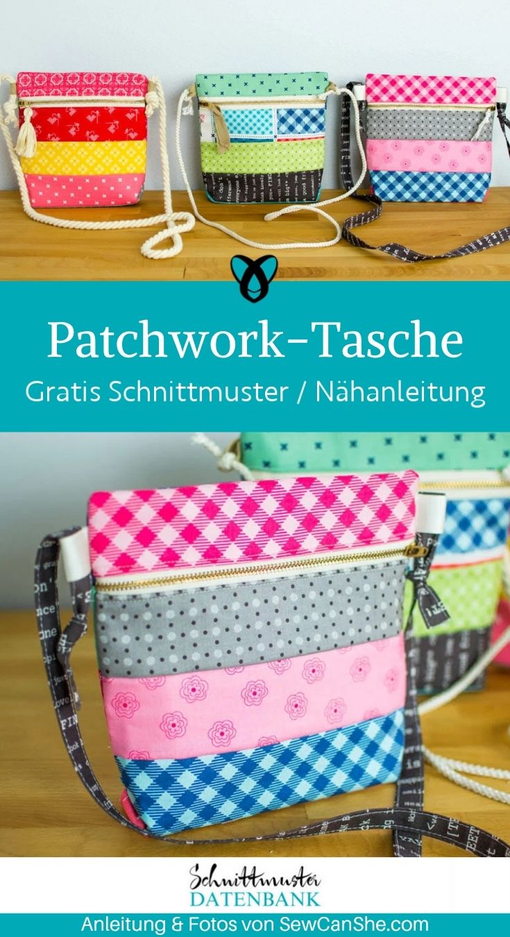 Patchwork tasche crossbody bag naehen kostenlos gratis Freebook naehidee naehanleitung
