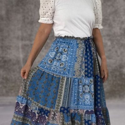 Stufenrock damen frauen webware maxirock naehen kostenlos gratis Freebook naehidee naehanleitung