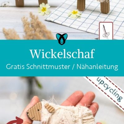 Wickelschaf basteln upcycling diy stoffreste pappe idee