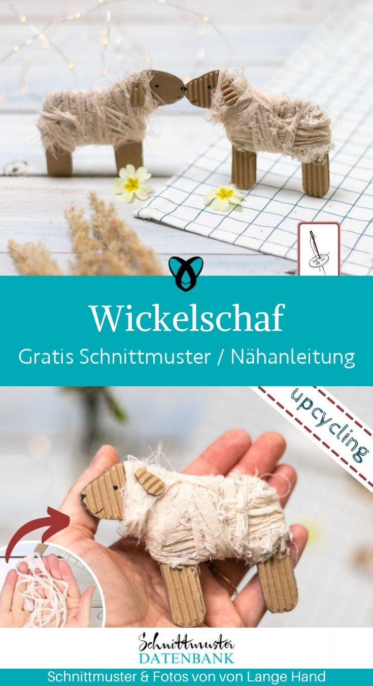 Wickelschaf basteln upcycling diy stoffreste pappe idee