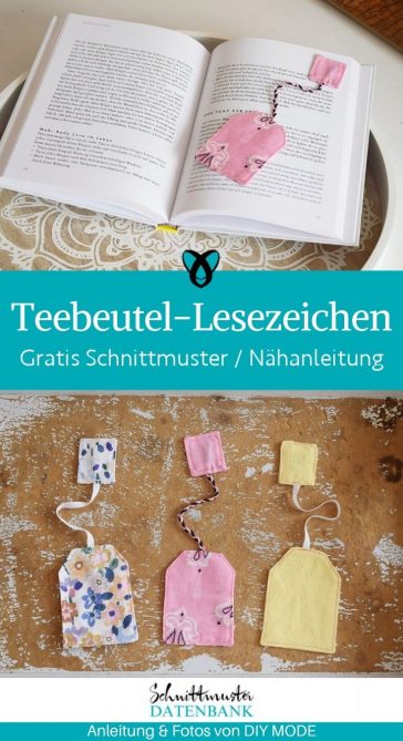 Teebeutel Lesezeichen witzig stoffreste naehen kostenlos gratis Freebook naehidee naehanleitung
