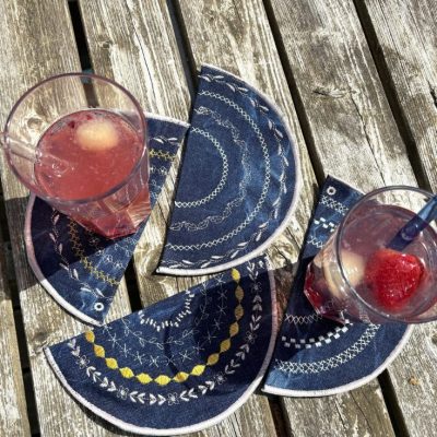Untersetzer sommer zierstiche naehen kostenlos gratis Freebook naehidee naehanleitung