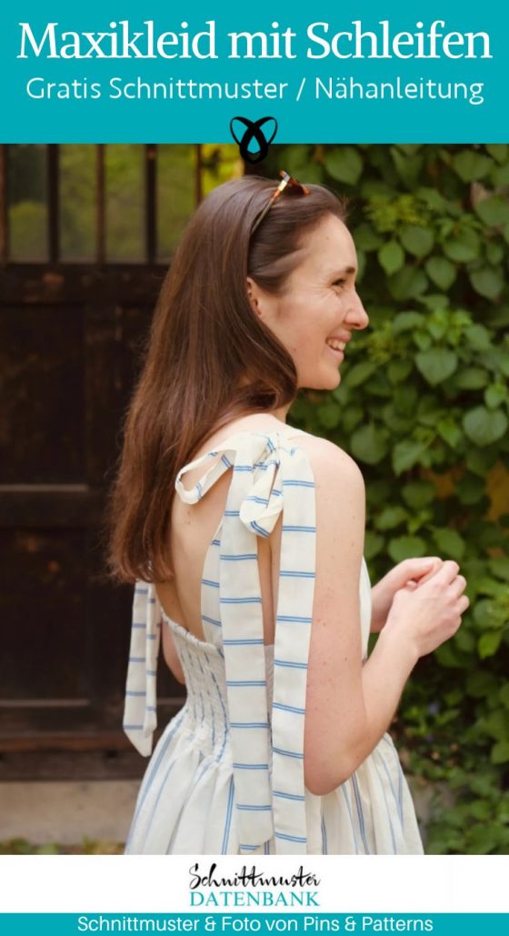 Maxikleid mit schleifen sommerkleid damen frauen naehen kostenlos schnittmuster gratis pdf download naehidee