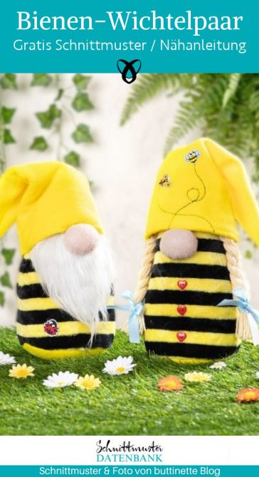 bienen wichtel paar gartenzwerg naehen kostenlos schnittmuster gratis pdf download naehidee