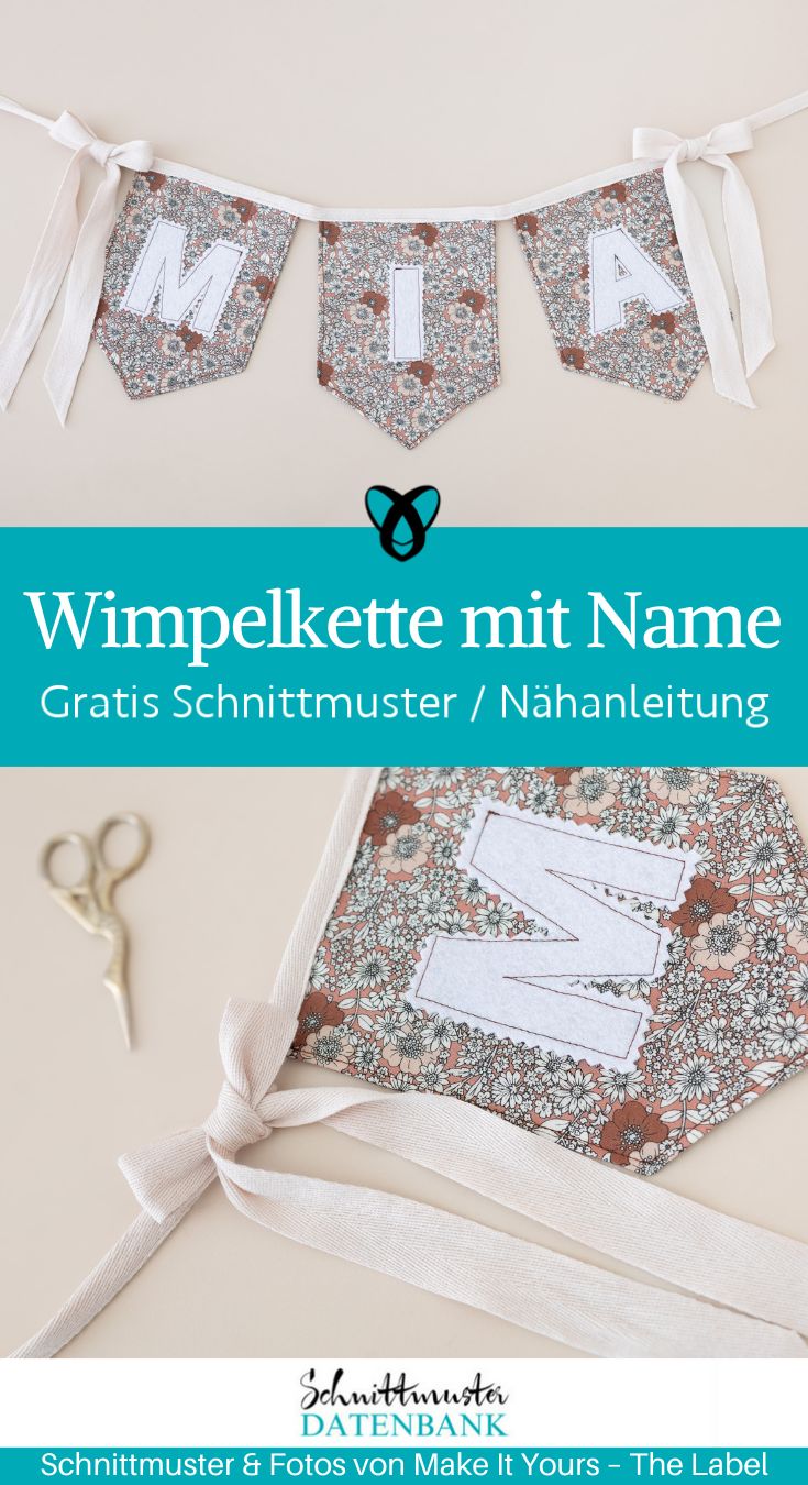 Wimpelkette mit name naehen kostenlos schnittmuster gratis pdf download naehidee