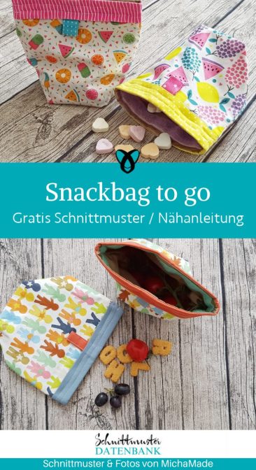 Snackbag naehen kostenlos Stofftasche fuer Snacks aus wasserabweisendem Stoff naehen kostenlos gratis freebook naehidee naehanleitung
