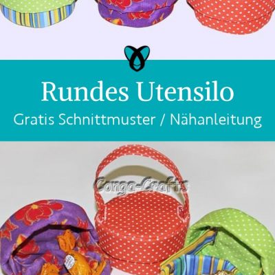 Utensilo mit Deckel naehen kostenlos rundes Stoffutensilo mit verbundenem Deckel und Henkeln naehen kostenlos schnittmuster gratis pdf download naehidee