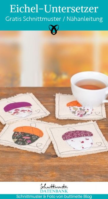eichel untersetzer naehen fuer den herbst fuer zuhause kostenlos naehanleitung herbstliche stoffreste naehidee gratis